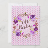 水彩画の紫色の花のモダンなベビーシャワー 招待状 (裏面)