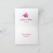 水彩画の紫色の蘭の花の結婚式は感謝していしています サンキューカード (内部)