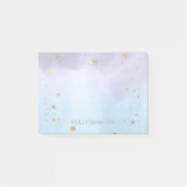 水彩画の紫色の青い金ゴールドは|のモノグラムの名前を主演します ポストイット (正面)