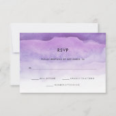 水彩画の紫色は|結婚RSVPの応答を振ります 出欠カード (正面)