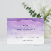 水彩画の紫色は|結婚RSVPの応答を振ります 出欠カード (スタンド正面)