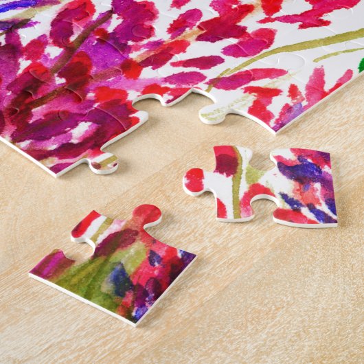 水彩画の紫色花の芸術のLupineの野生の花 ジグソーパズル (側面)