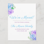 水彩画の紫陽花でお引越しのお知らせ 新住所 案内ポストカード (正面)