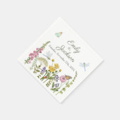 水彩画の結婚式と野の花と蝶とトンボ スタンダードカクテルナプキン (角)
