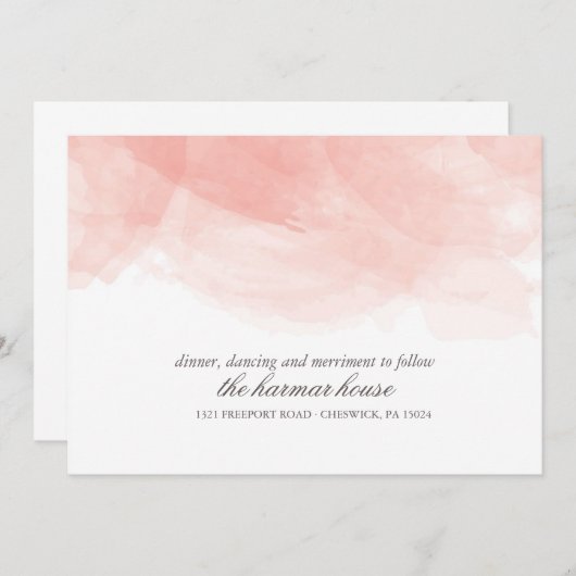 水彩画の結婚式の受付カード 招待状 (正面/裏面)