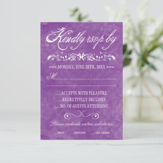 水彩画の結婚式の応答カード 出欠カード (スタンド正面)