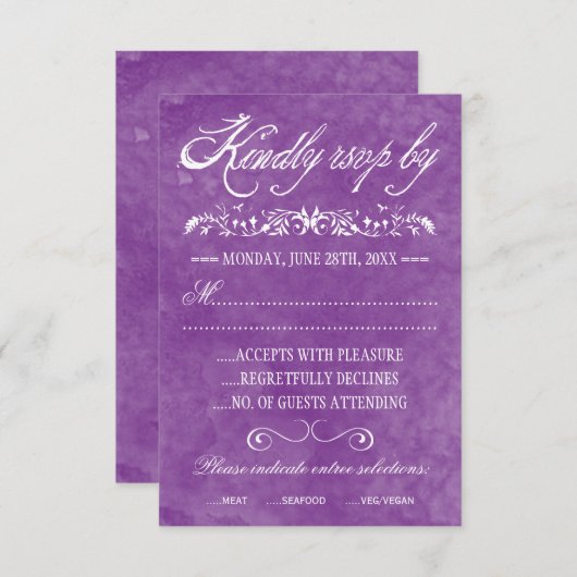 水彩画の結婚式の応答カード 出欠カード (正面/裏面)