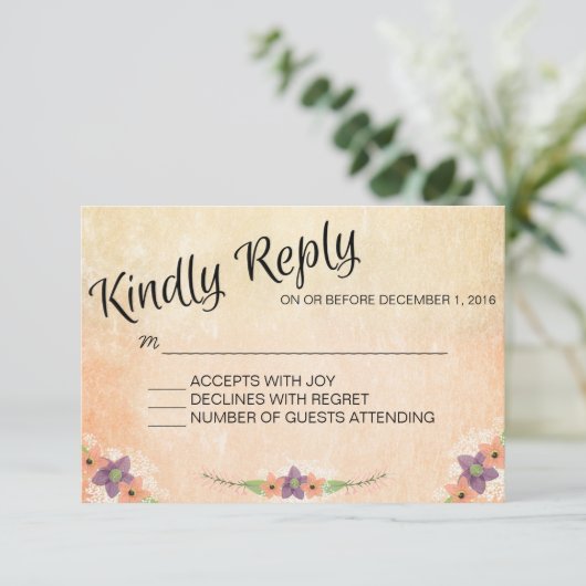 水彩画の結婚式の応答カードIDPP1メニュー 出欠カード (スタンド正面)