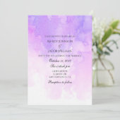 水彩画の結婚式の招待状。ピンクとパープル 招待状 (スタンド正面)