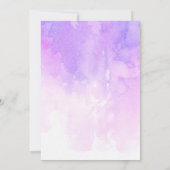水彩画の結婚式の招待状。ピンクとパープル 招待状 (裏面)