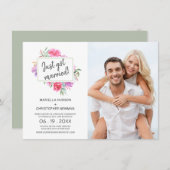 水彩画の結婚式の花束の結婚の発表 案内状 (正面/裏面)