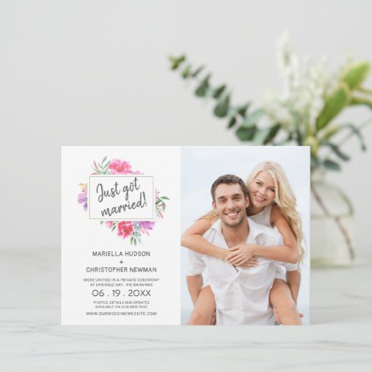 水彩画の結婚式の花束の結婚の発表 案内状 (スタンド正面)