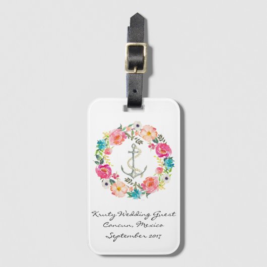 水彩画の結婚式の荷物のラベル ラゲッジタグ (正面縦)