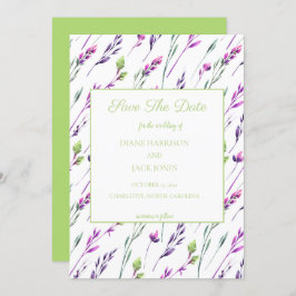 水彩画の結婚式のSave the Date 招待状