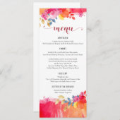 水彩画の結婚式メニューカードカラフルな花メニュー メニュー (正面/裏面)