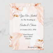 水彩画の結婚式招待状（ピンクがかった色） 招待状 (正面/裏面)