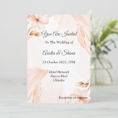 水彩画の結婚式招待状（ピンク系） 招待状 (スタンド正面)