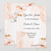 水彩画の結婚式招待状（ピンク系） 招待状 (正面/裏面)