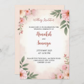 水彩画の結婚式招待状 招待状 (正面/裏面)