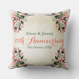 水彩画の結婚記念日の植物の珊瑚 アウトドアクッション