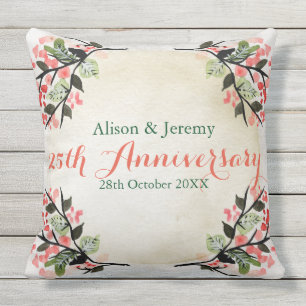 水彩画の結婚記念日の植物の珊瑚 アウトドアクッション