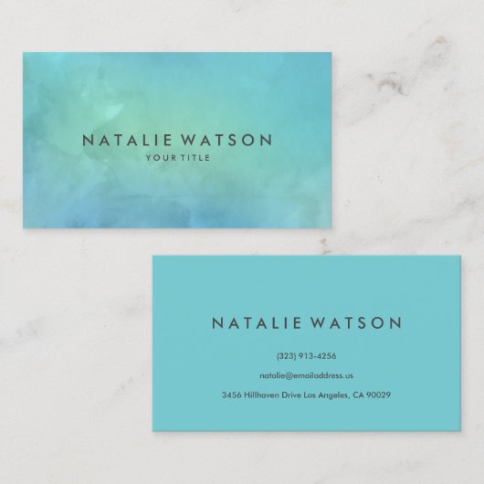 水彩画の絵画のモダンな最小主義のターコイズ 名刺 (正面/裏面)