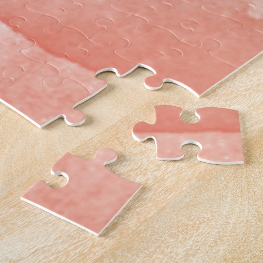 水彩画の絵画の珊瑚のピンクのグラデーションな近代美術 ジグソーパズル (側面)