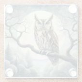 水彩画の絶叫フクロウ ガラスコースター (裏面)