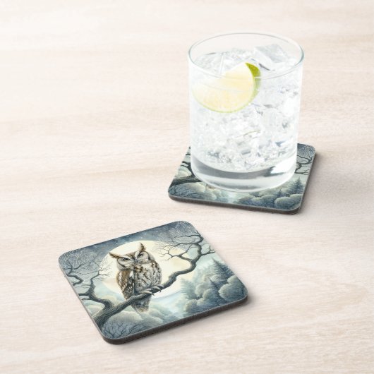 水彩画の絶叫フクロウ コースター (右側)