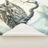 水彩画の絶叫フクロウ シェルパブランケット (3/4)