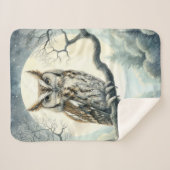 水彩画の絶叫フクロウ シェルパブランケット (正面(横))