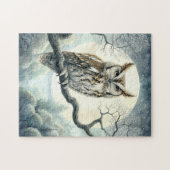 水彩画の絶叫フクロウ ジグソーパズル (横)