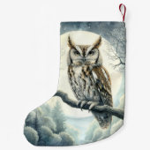 水彩画の絶叫フクロウ スモールクリスマスストッキング (裏面)