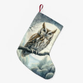水彩画の絶叫フクロウ スモールクリスマスストッキング (正面 (吊り時))