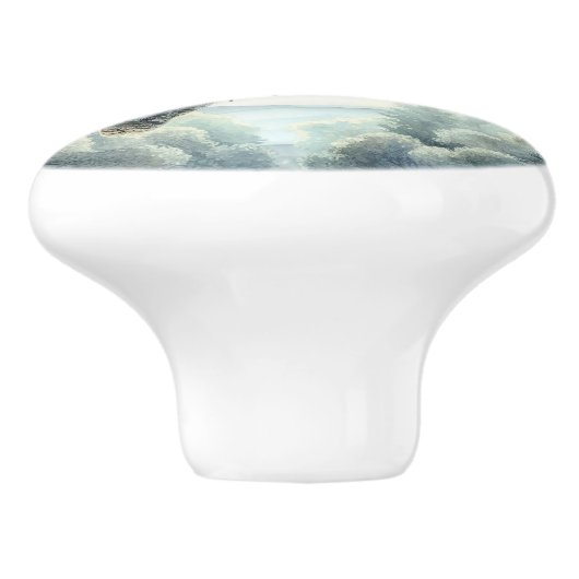 水彩画の絶叫フクロウ セラミックノブ (側面)