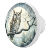 水彩画の絶叫フクロウ セラミックノブ (右)