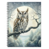 水彩画の絶叫フクロウ ノートブック (正面)