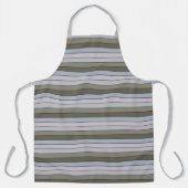 水彩画の緑と黒ストライプ色紙 エプロン (正面)
