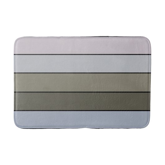 水彩画の緑と黒ストライプ色紙 バスマット (正面)