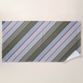 水彩画の緑と黒ストライプ色紙 ビーチタオル (正面)