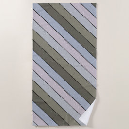 水彩画の緑と黒ストライプ色紙 ビーチタオル