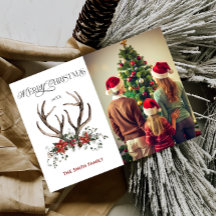 水彩画の緑の写真メリークリスマス