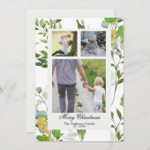 水彩画の緑の植物と３つの実の写真　クリスマス シーズンカード (正面/裏面)