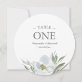 水彩画の緑の白いおよび灰色のテーブル数 招待状 (裏面)