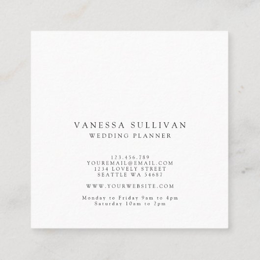 水彩画の緑の草木のウェディングプランナーの名刺 スクエア名刺 (裏面)