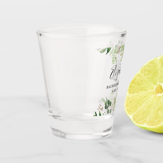 水彩画の緑の草木のバチェロレッテ ショットグラス (左)