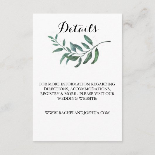 水彩画の緑の草木の明細カード エンクロージャーカード (正面)