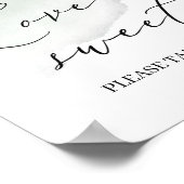 水彩画の緑の葉のラブはスイートサイン ポスター (角)