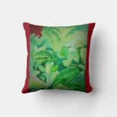 水彩画の緑豊かなジャングルのパナマ家 クッション (裏面)