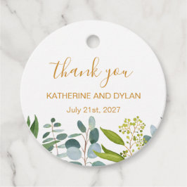 水彩画の緑、ユーカリの葉 フェイバータグ